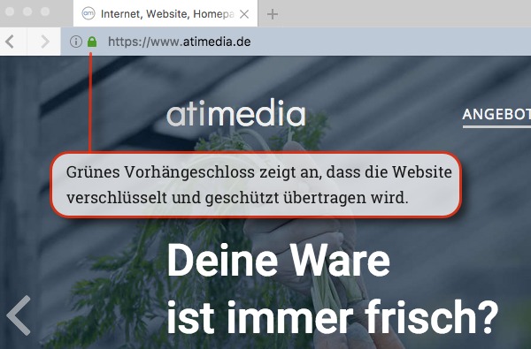 Vorhängeschloss im Browser